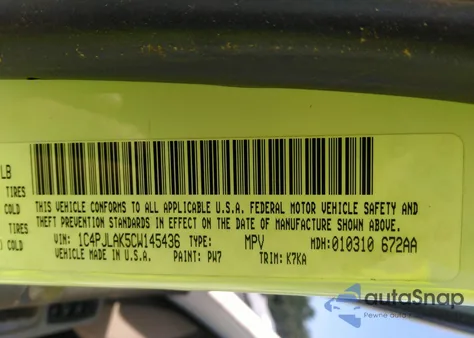 2012 Jeep Liberty Sport из США, поврежденный, VIN 1C4PJLAK5CW145436